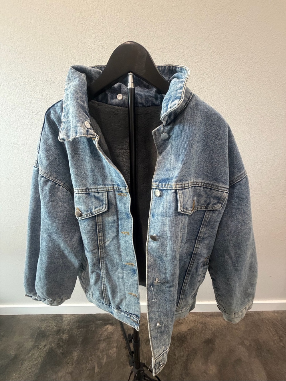 Womens Light Blue Denim Jacket with Sherpa Lining